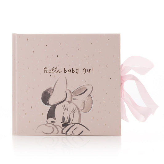 Capture the precious moments with this beautiful Minnie Mouse photo album.  Complete with gold foil details, a grosgrain ribbon and a personalisable insert page, this makes an unrivalled gift for parents-to-be.