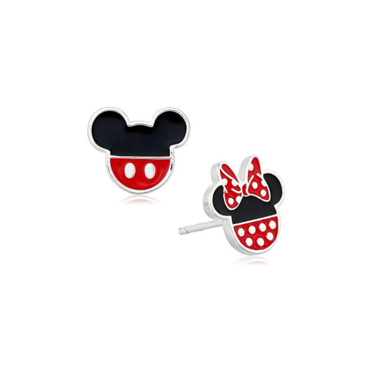 Expertly crafted Disney Mismatched Stud Earrings featuring the beloved Mickey and Minnie Mouse. Made with silver plating, these earrings are the perfect accessory for any Disney fan. With one Mickey and one Minnie earring, add a touch of magic to any outfit.