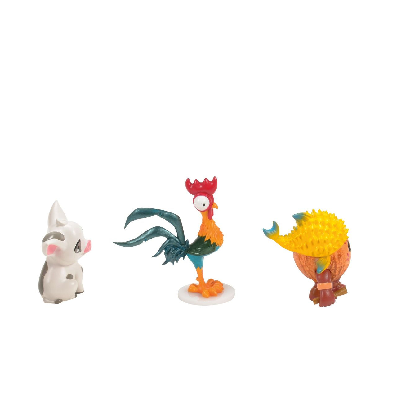 This adorable figurine set features the characters and companions of Moana.