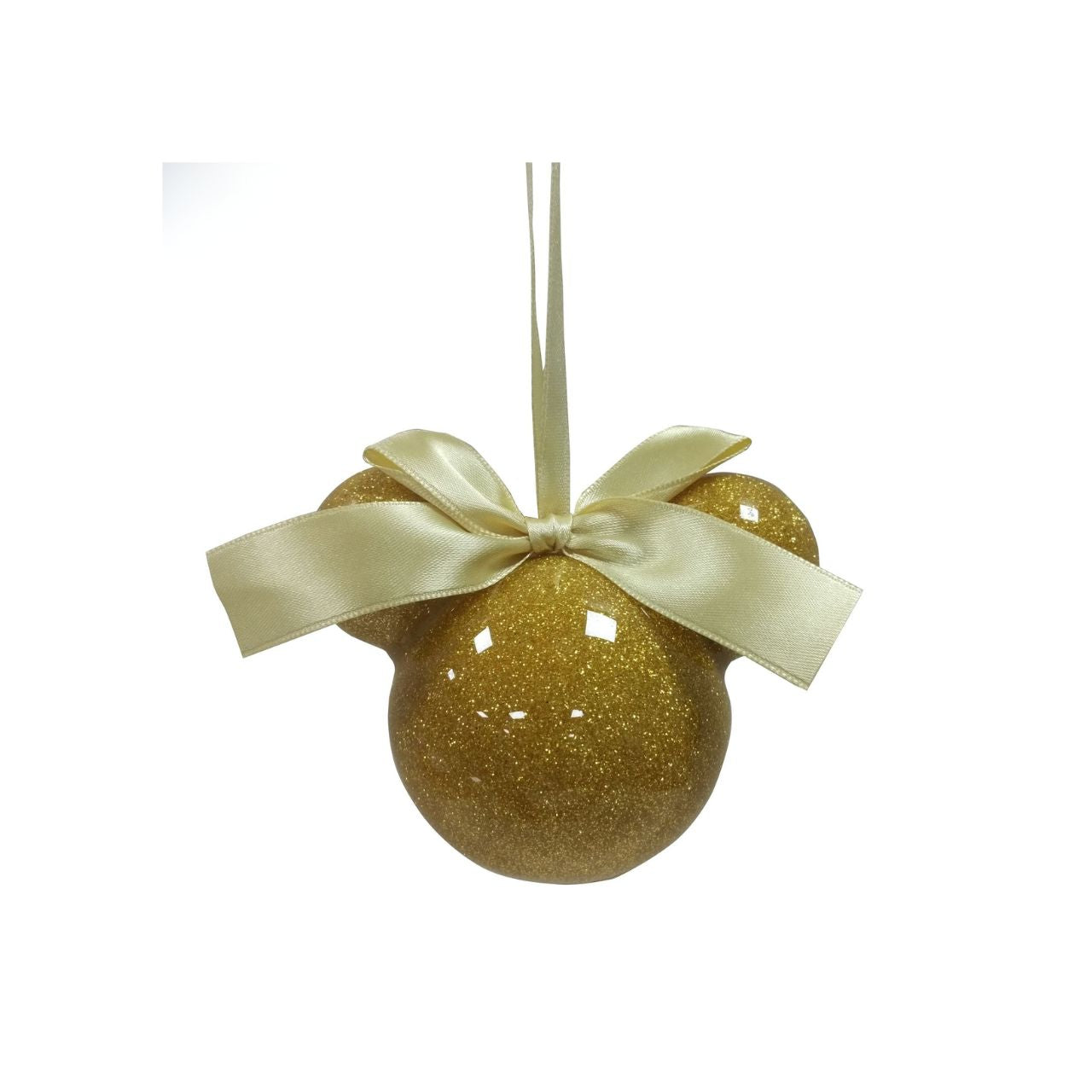 Disney Pastel Gold Glitter Mickey Bauble Gift Boxed  Bring some magic and some sparkle to your festive celebrations with this gorgeous gold Mickey bauble. Perfect for any little Disney lovers in your life, make their Christmas shine a little brighter this year by using this decoration to adorn your tree.