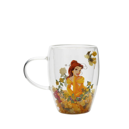 Step into the enchanting world of Disney with the Disney Pastel Princess Glass Mug with Dried Flowers - Belle.