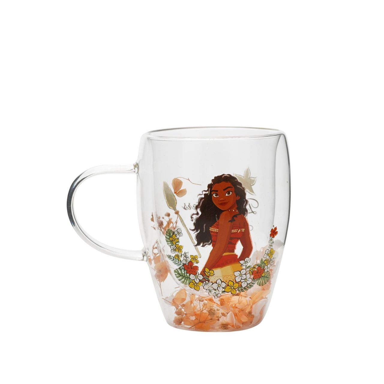Step into the enchanting world of Disney with the Pastel Princess Glass Mug, featuring courageous Moana.