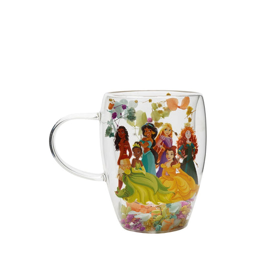 Step into the enchanting world of Disney with the Disney Pastel Princess Glass Mug with Dried Flowers - Multi Princess.