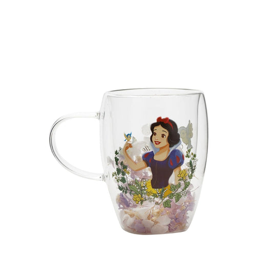 Step into the enchanting world of Disney with the Pastel Princess Glass Mug with Dried Flowers - Snow White.