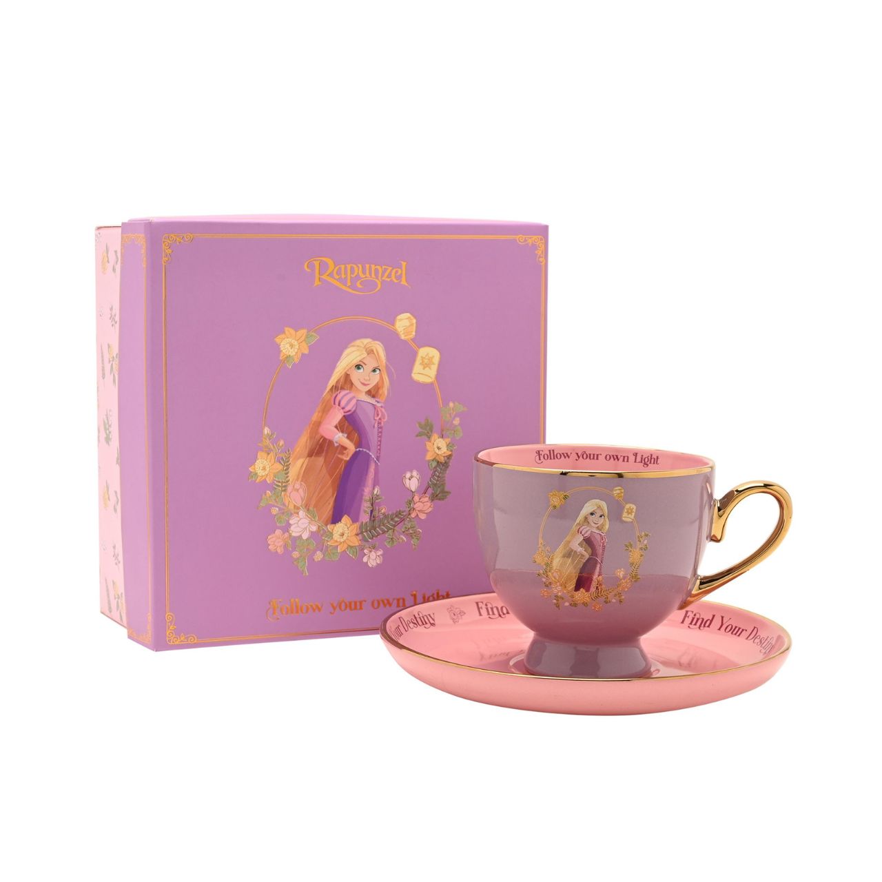 Create a royal tea experience with the Disney Pastel Princess Tea Cup & Saucer - Rapunzel.