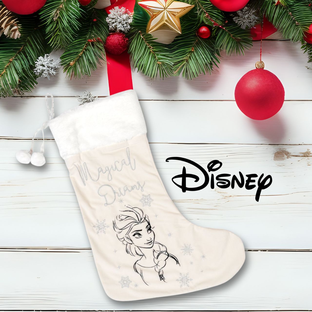 Give Santa the perfect place to leave those gifts with this beautiful white velveteen Frozen stocking with silver embroidery. From Disney Classic Collectables - luxurious collectable gifts for the enduring Disney fan.
