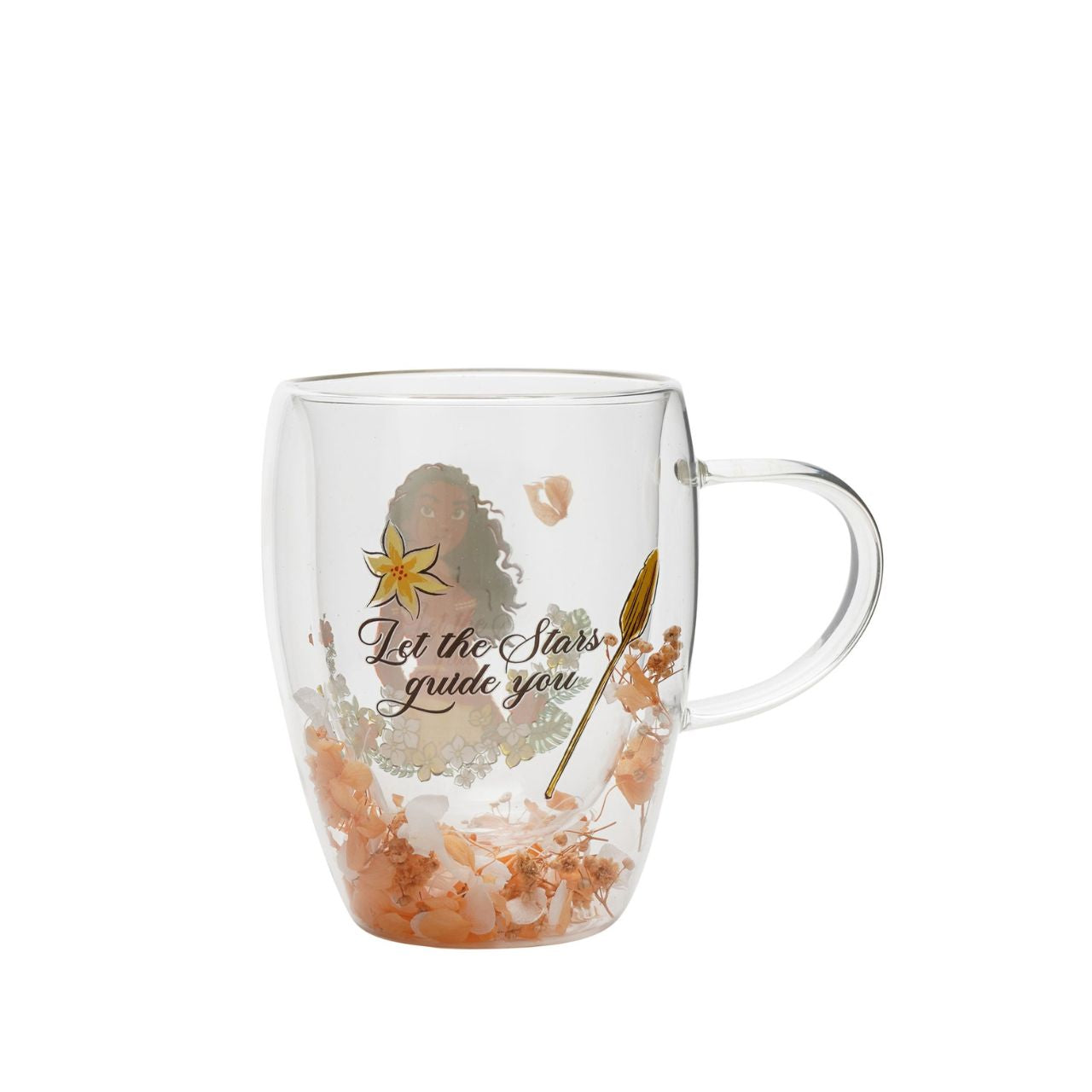 Step into the enchanting world of Disney with the Pastel Princess Glass Mug, featuring courageous Moana.