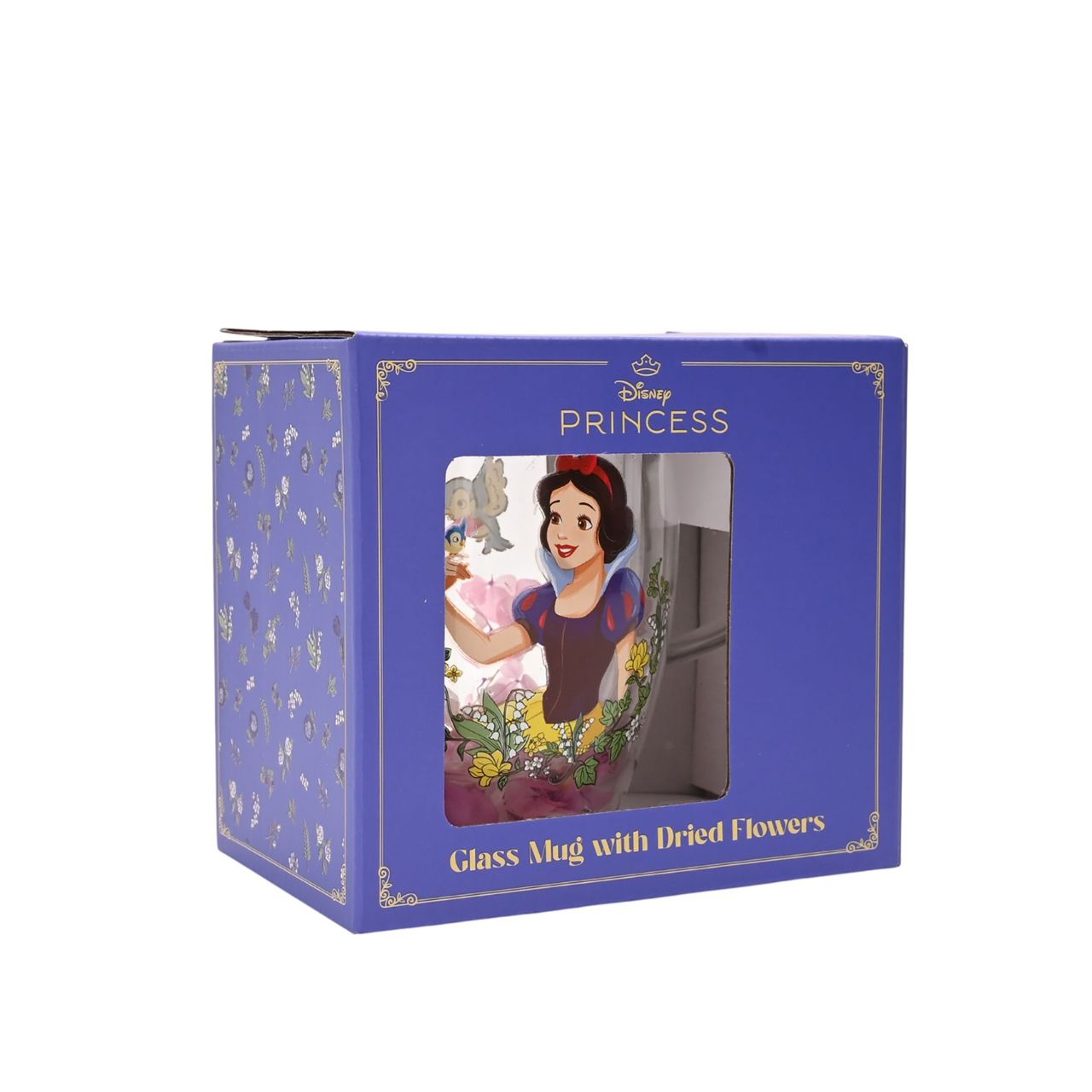 Step into the enchanting world of Disney with the Pastel Princess Glass Mug with Dried Flowers - Snow White.