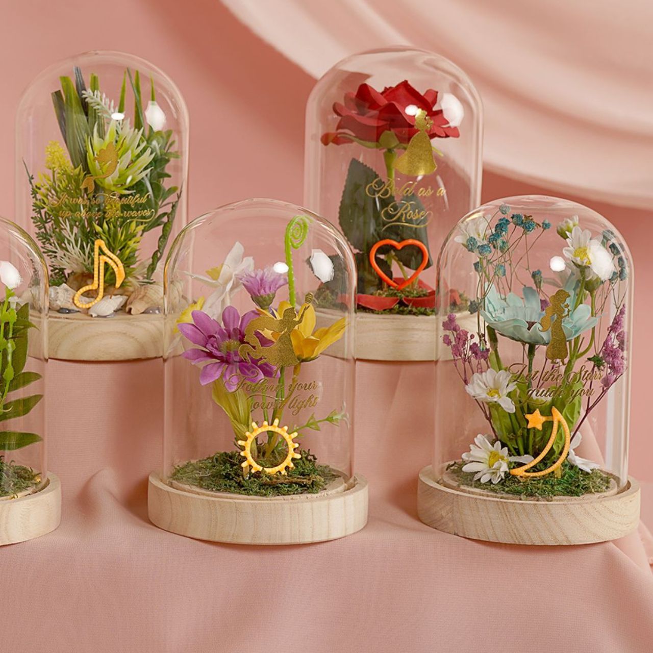 Bring the magic of Disney to the home with the Disney Pastel Princess Florals In A Cloche With Neon Light - Rapunzel.