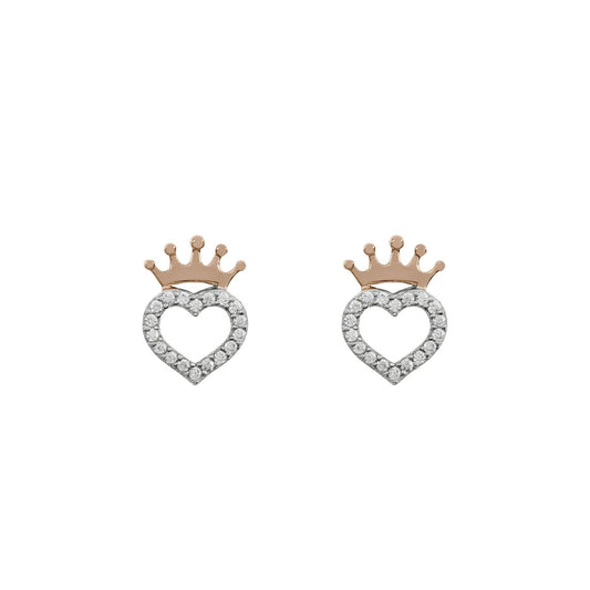 Disney Princess Sterling Silver Love Heart with Crown Earring  Crafted with sterling silver, these Disney Princess Love Heart earrings feature a delicate crown design perfect for any princess. Add a touch of magic and elegance to your outfit with these timeless earrings. Guaranteed to make any Disney fan feel like royalty.