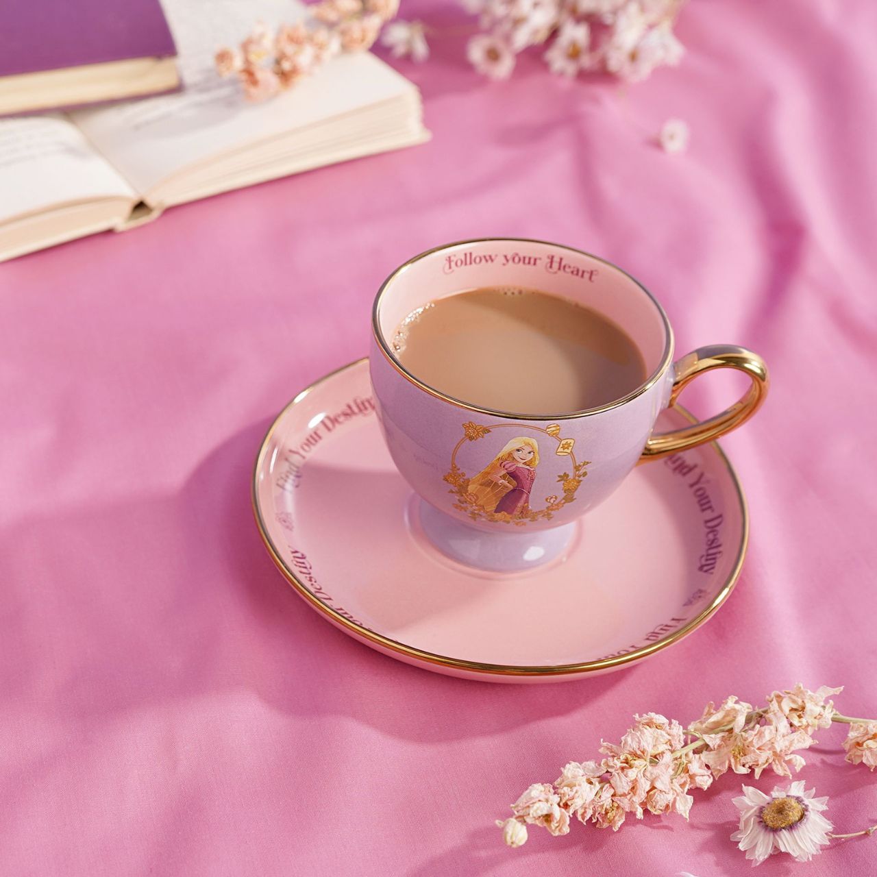 Create a royal tea experience with the Disney Pastel Princess Tea Cup & Saucer - Rapunzel.