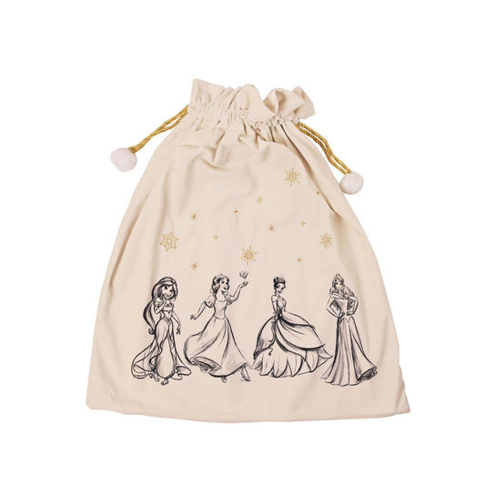 Disney Multi Princess Xmas Sack - Multi Pattern  This Disney sack features the most iconic princess characters, ideal for Disney fans. Make Christmas morning a little more magical by storing their presents in this glitter-detailed sack.