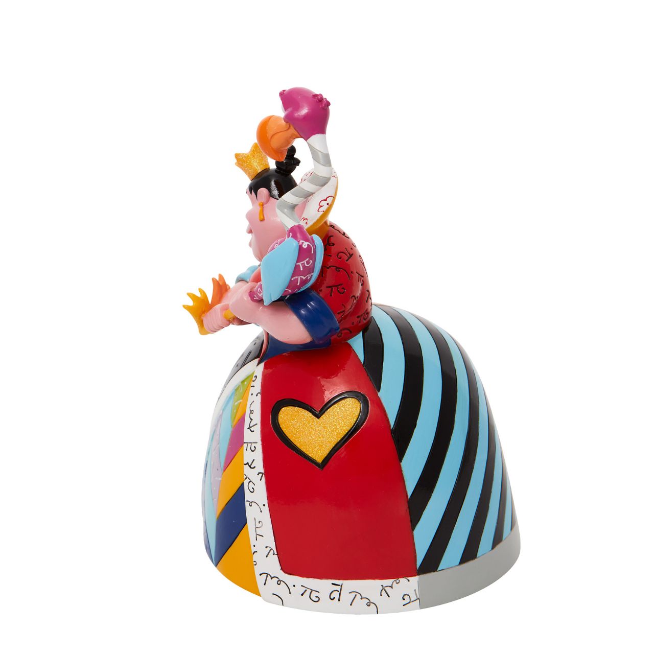 Redesigning the antagonist from Alice and Wonderland, the Queen of Hearts gets a fashionable makeover of glam and glitter. Designed in the US by Miami based Pop Artist Romero Britto in celebration of the 70th Anniversary of Disney's classic Alice in Wonderland.