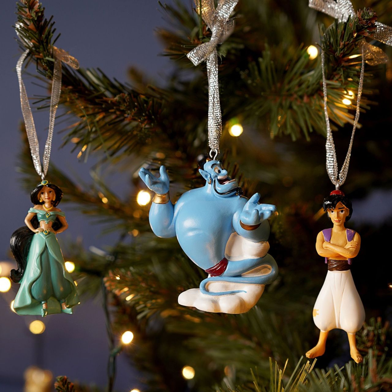 Bring some Disney magic to your home this Christmas. With Aladdin, Jasmine, and Genie figurines, these characterful ornaments are sure to make any tree a little more special this year.