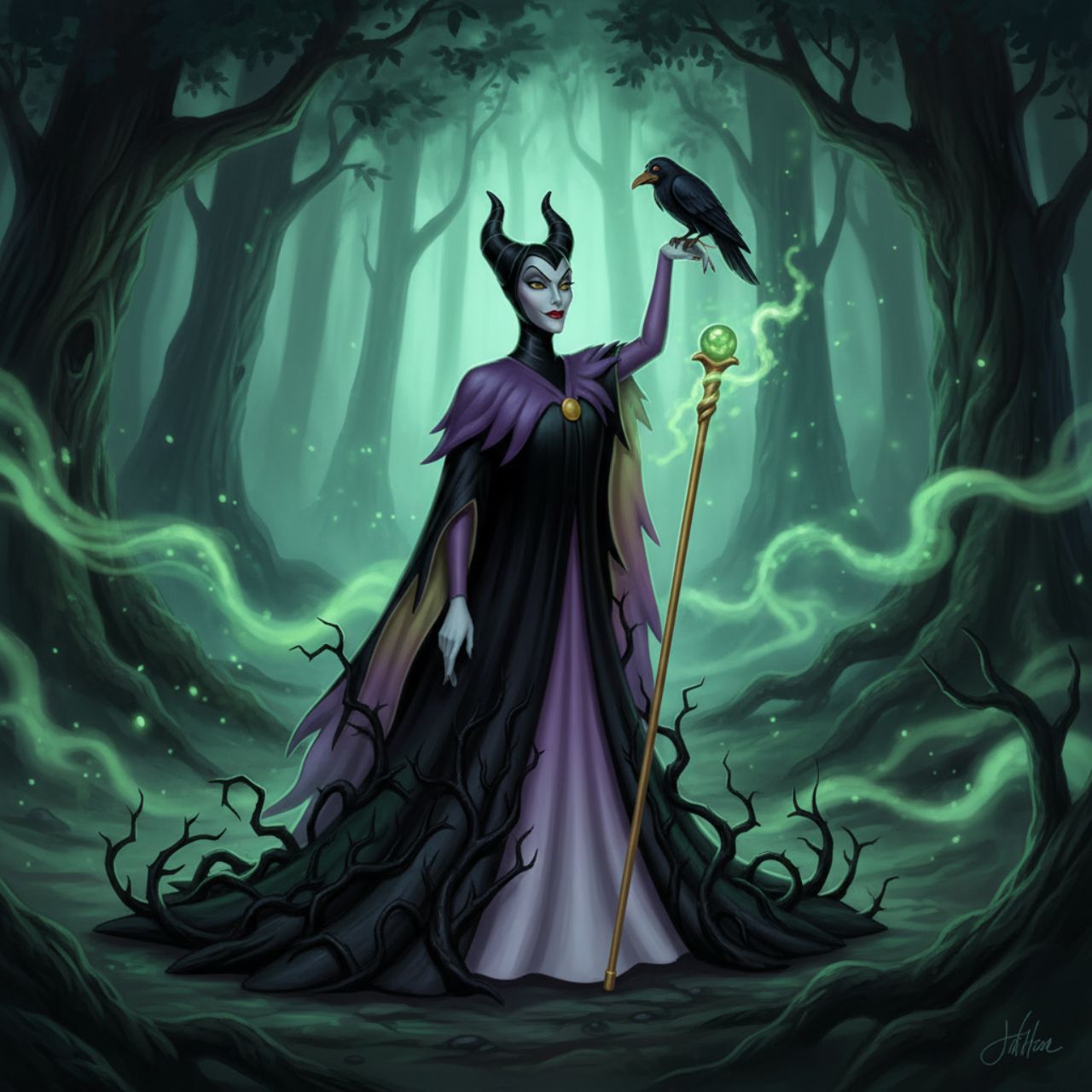 Part of the Disney Showcase Botanical collection, the Botanical Maleficent figurine sees Disney's iconic villain in her iconic headpiece and striking gown adorned with creeping black branches rising from the base.