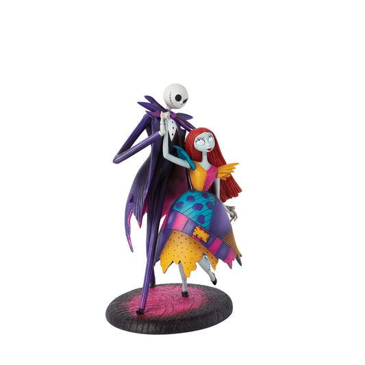 This exquisite collectible captures the hauntingly beautiful moment as Jack Skellington and Sally twirl gracefully beneath the moonlight. Meticulously crafted and vivid colouring, it's a must-have for fans of Tim Burton's beloved Disney classic, The Nightmare Before Christmas, bringing the film's magic to life on your shelf.