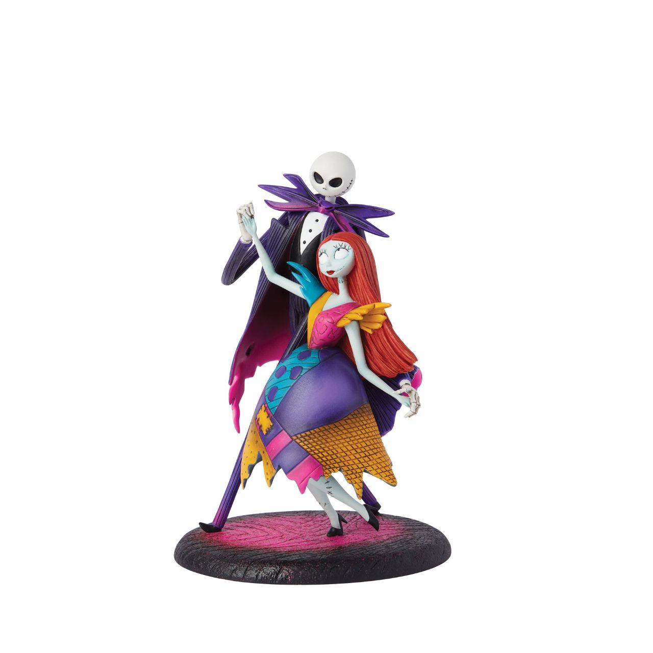 This exquisite collectible captures the hauntingly beautiful moment as Jack Skellington and Sally twirl gracefully beneath the moonlight. Meticulously crafted and vivid colouring, it's a must-have for fans of Tim Burton's beloved Disney classic, The Nightmare Before Christmas, bringing the film's magic to life on your shelf.