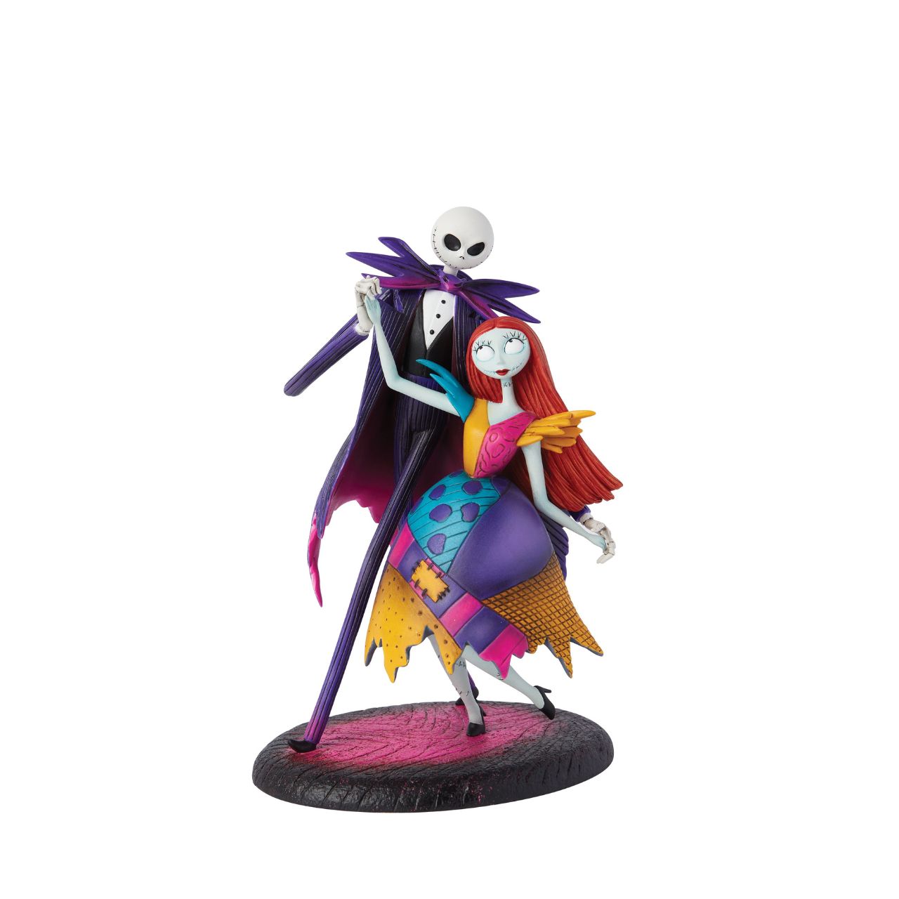 This exquisite collectible captures the hauntingly beautiful moment as Jack Skellington and Sally twirl gracefully beneath the moonlight. Meticulously crafted and vivid colouring, it's a must-have for fans of Tim Burton's beloved Disney classic, The Nightmare Before Christmas, bringing the film's magic to life on your shelf.