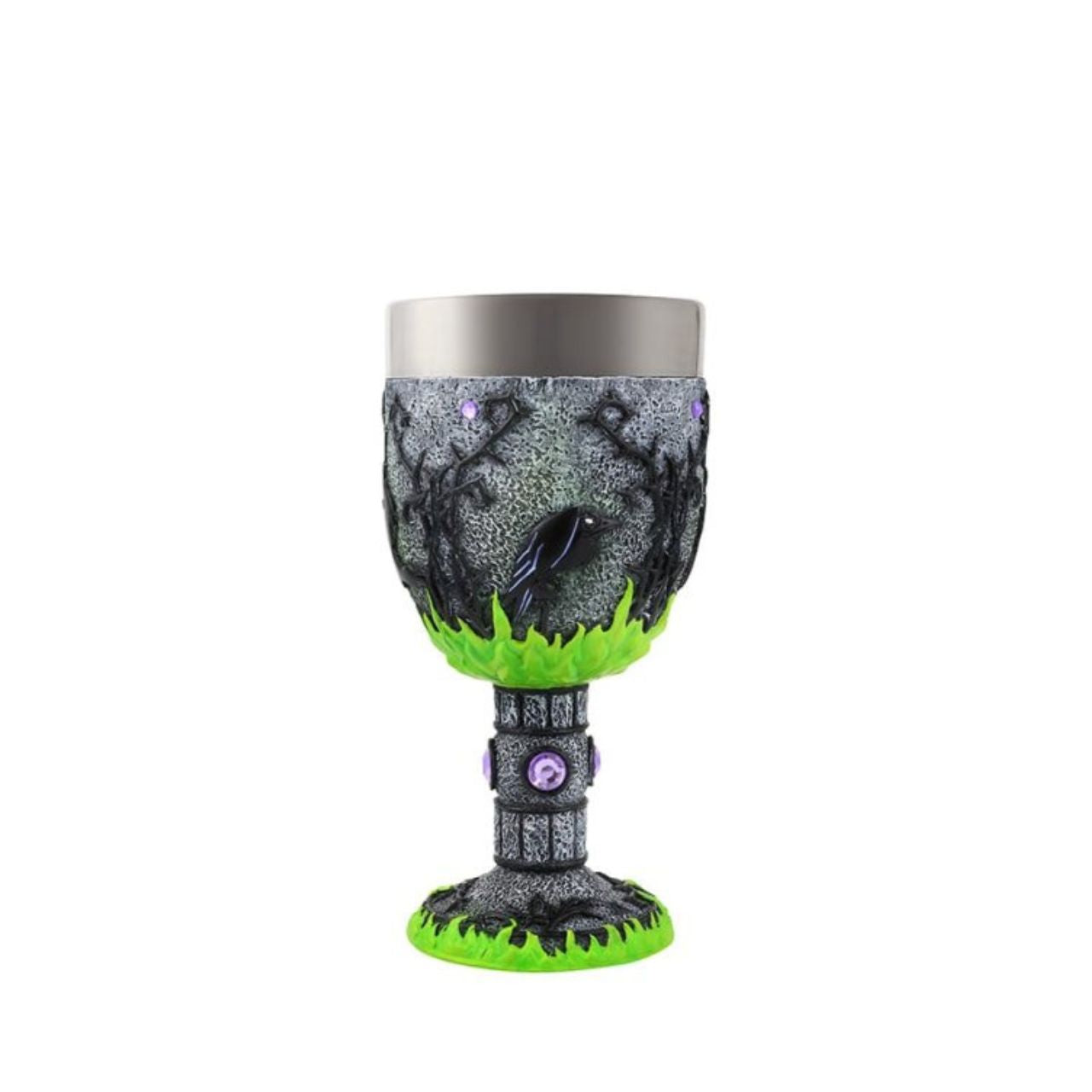 This magnificent Maleficent chalice is inspired by Walt Disney's 1959 animated film, Sleeping Beauty. With dazzling detail and creative draftsmanship, this unique collectible highlights the magic and majesty of the Mistress of Evil.
