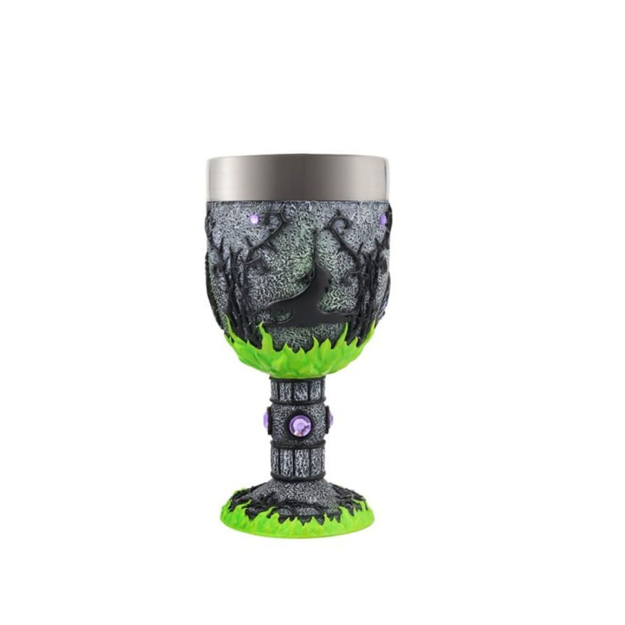 This magnificent Maleficent chalice is inspired by Walt Disney's 1959 animated film, Sleeping Beauty. With dazzling detail and creative draftsmanship, this unique collectible highlights the magic and majesty of the Mistress of Evil.