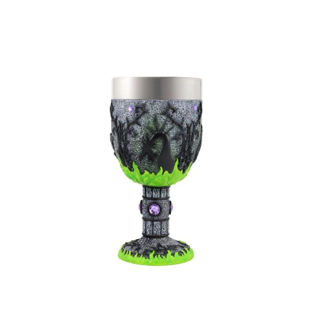 This magnificent Maleficent chalice is inspired by Walt Disney's 1959 animated film, Sleeping Beauty. With dazzling detail and creative draftsmanship, this unique collectible highlights the magic and majesty of the Mistress of Evil.