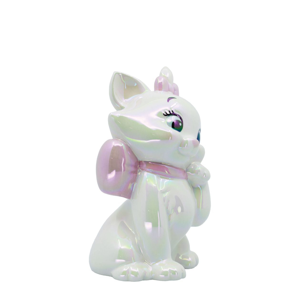 Make saving fun with the Marie Ceramic Money Bank by Disney Showcase. It is the perfect, practical décor piece for Disney fans of all ages. At 17cm tall with a dazzling white, iridescent finish this piece is guaranteed to catch the attention of all that see it and will add the Disney magic to any home.
