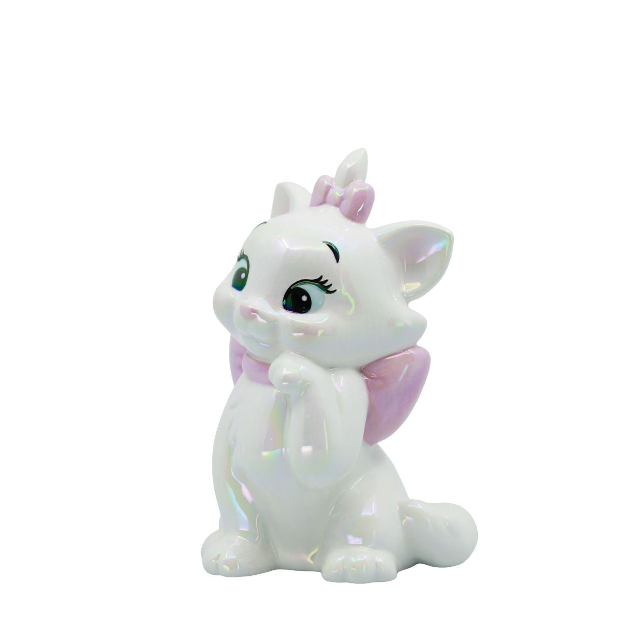 Make saving fun with the Marie Ceramic Money Bank by Disney Showcase. It is the perfect, practical décor piece for Disney fans of all ages. At 17cm tall with a dazzling white, iridescent finish this piece is guaranteed to catch the attention of all that see it and will add the Disney magic to any home.