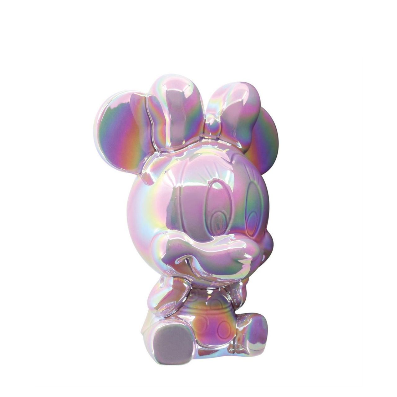Make saving fun with the Minnie Ceramic Money Bank by Disney Showcase. It is the perfect, practical décor piece for Disney fans of all ages. At 18cm tall with a dazzling pink, iridescent finish this piece is guaranteed to catch the attention of all that see it and will add the Disney magic to any home.