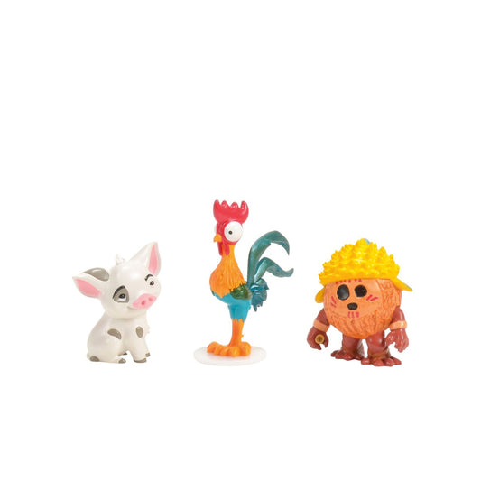 This adorable figurine set features the characters and companions of Moana.