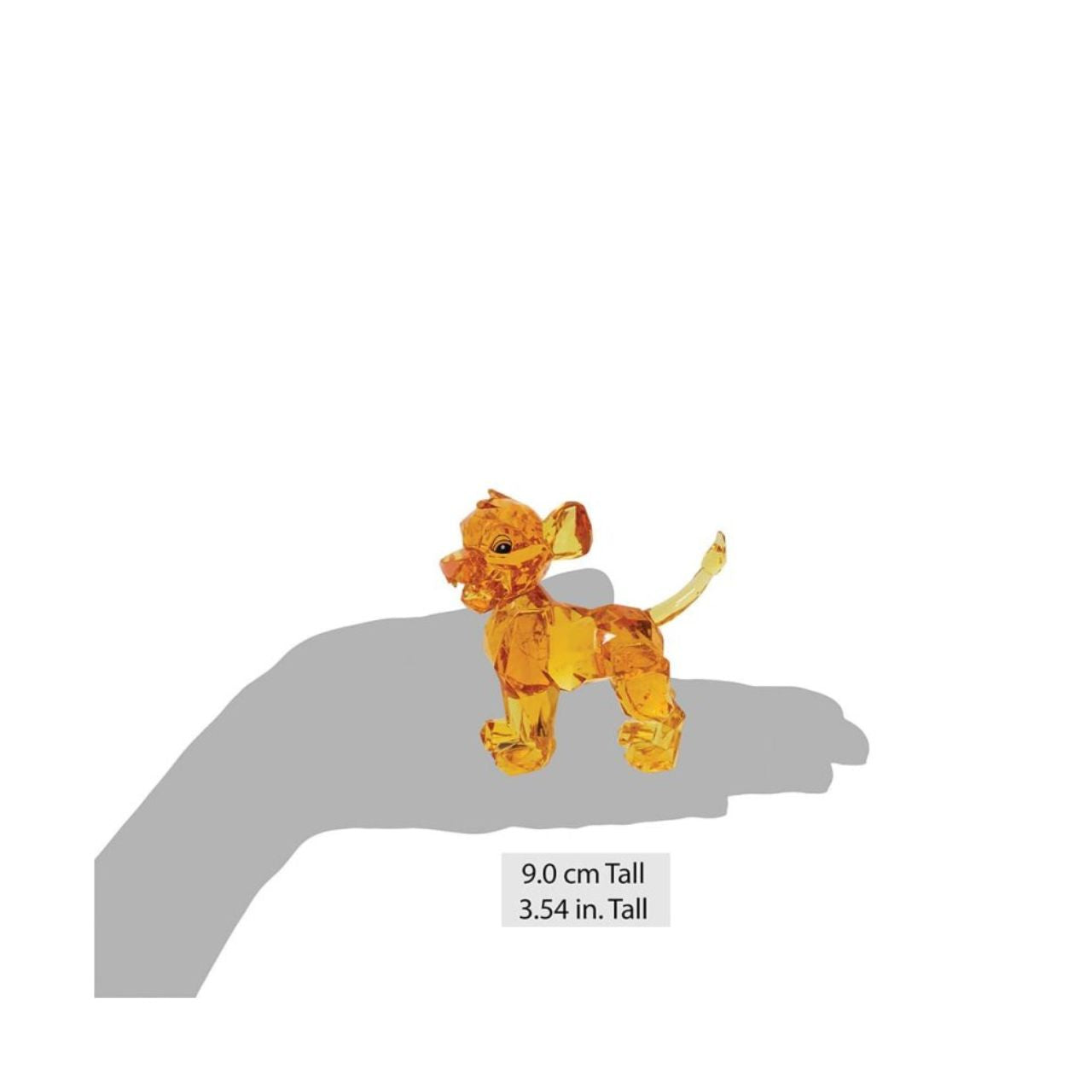 The little cub makes his royal debut in the Licensed Facet Collection. This "gem cut" acrylic sculpture reflects the future King's pride in a sparkling yellow tone. This Simba figurine is perfect for any Lion King fan. Presented in a branded window gift box.