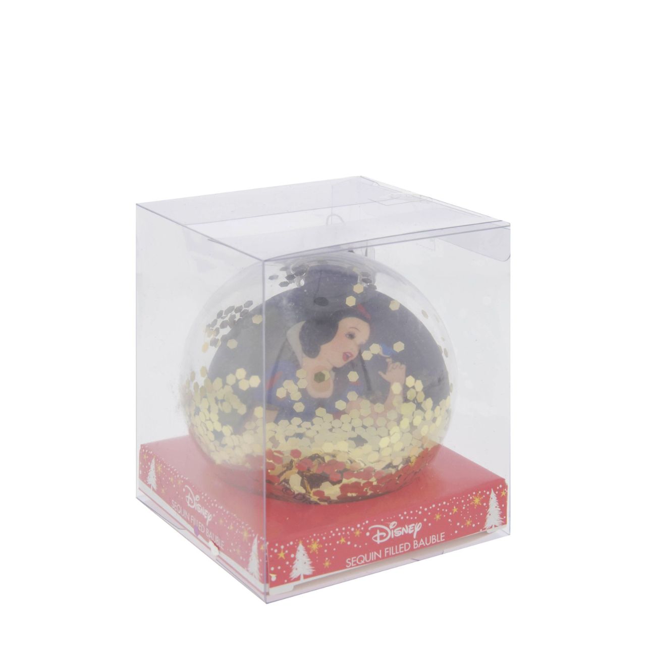 Disney Snow White Sequin 2D Bauble  Bring the magic and glamour of the Disney princesses to the festivity with this wonderful 7.5cm gold Snow White sequin bauble.