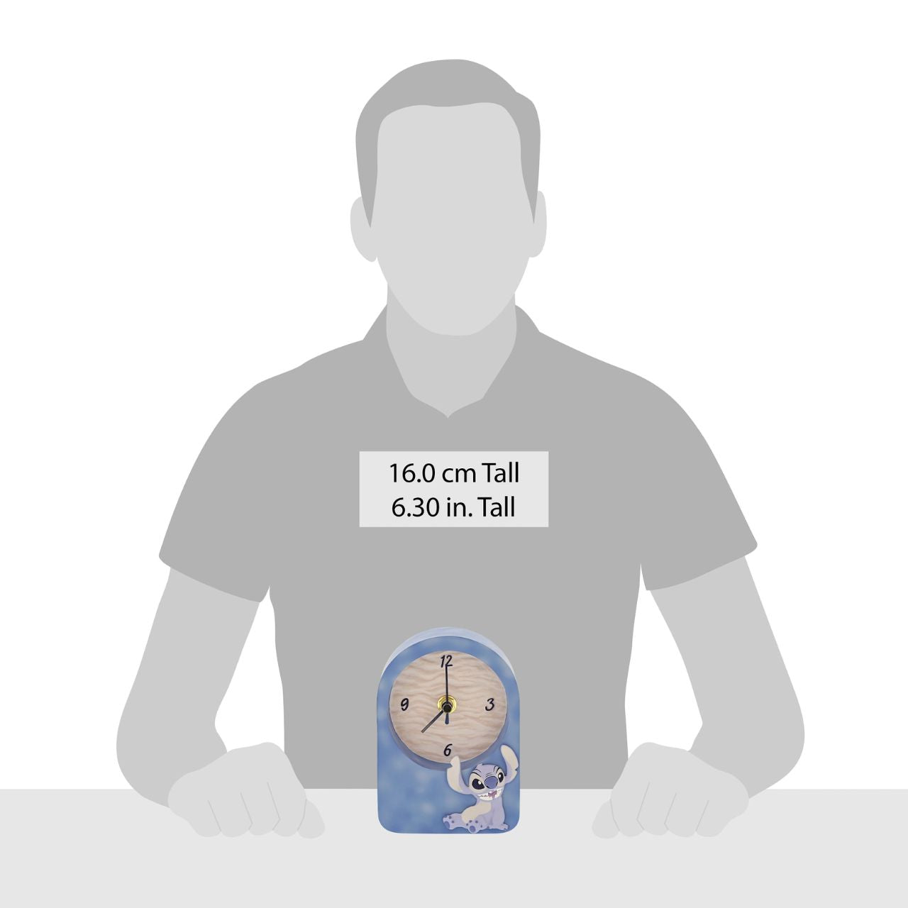 Tick-tock in Disney style. Introducing the Stitch Desk Clock-embossed with Stitch's charm on the front. This adorable timepiece brings playful energy to your workspace. Let Stitch keep you company as you navigate your day, adding a dash of Disney magic to every hour. Requires 1 x 1.5 AA battery.