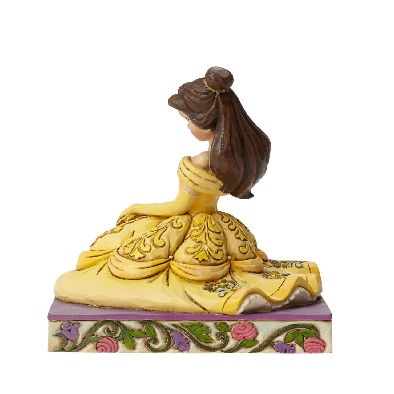 Disney Beauty and the Beast Be Kind Belle Figurine by Jim Shore  Dressed for the ball in a golden gown decorated in exquisite detail, the striking personality pose from artist Jim Shore depicts the radiant beauty of Belle from the Disney classic Beauty and the Beast.