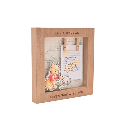 Featuring an enchanting cartoon illustration, a charming map, this frame brings the magic of the Hundred Acre Wood to life.