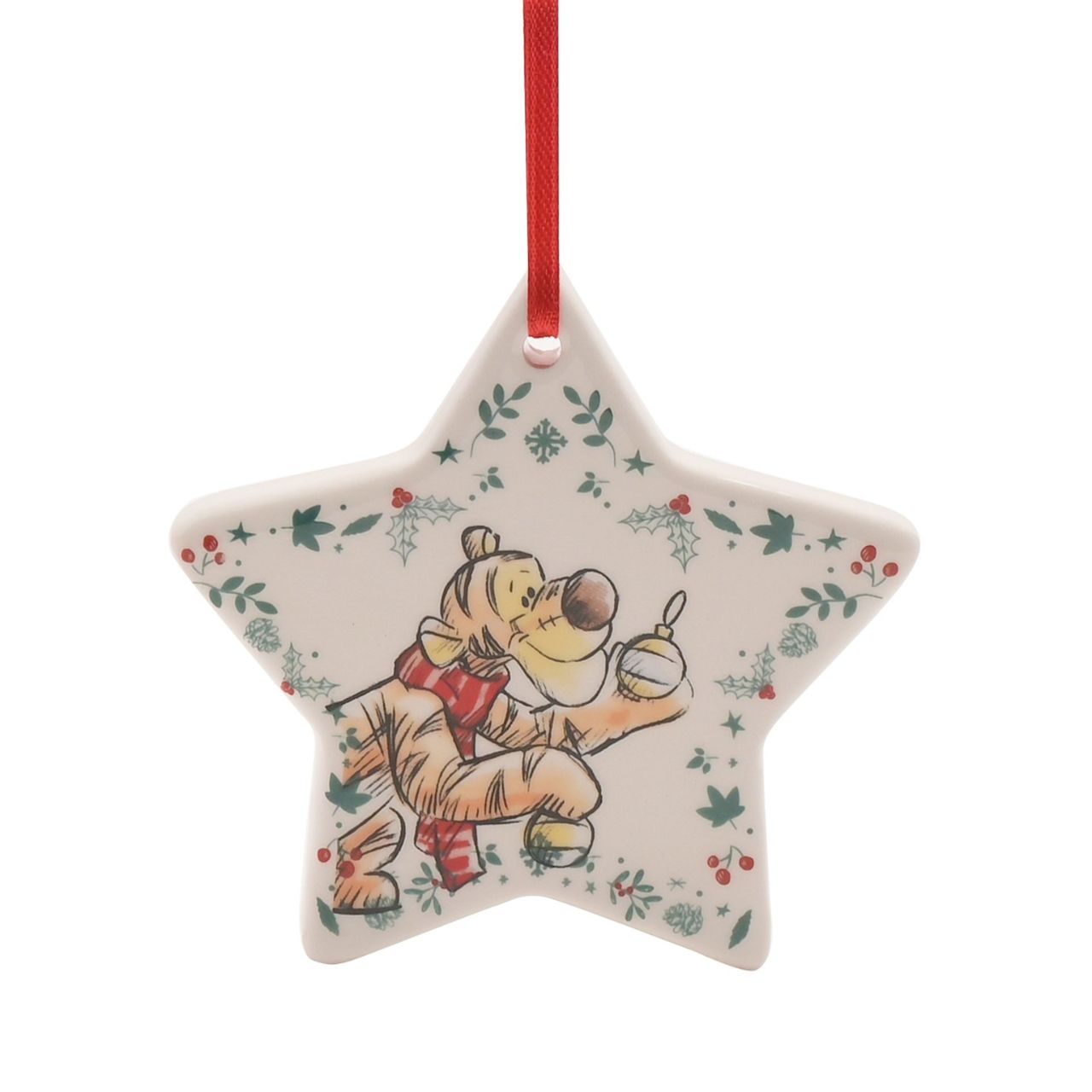 Disney Winnie the Pooh Christmas Decorations Set of 4 Ceramic  A set of 4 Winnie the Pooh ceramic decorations by DISNEY®.  These fun-filled decorations will hang proudly from the Christmas tree throughout December.