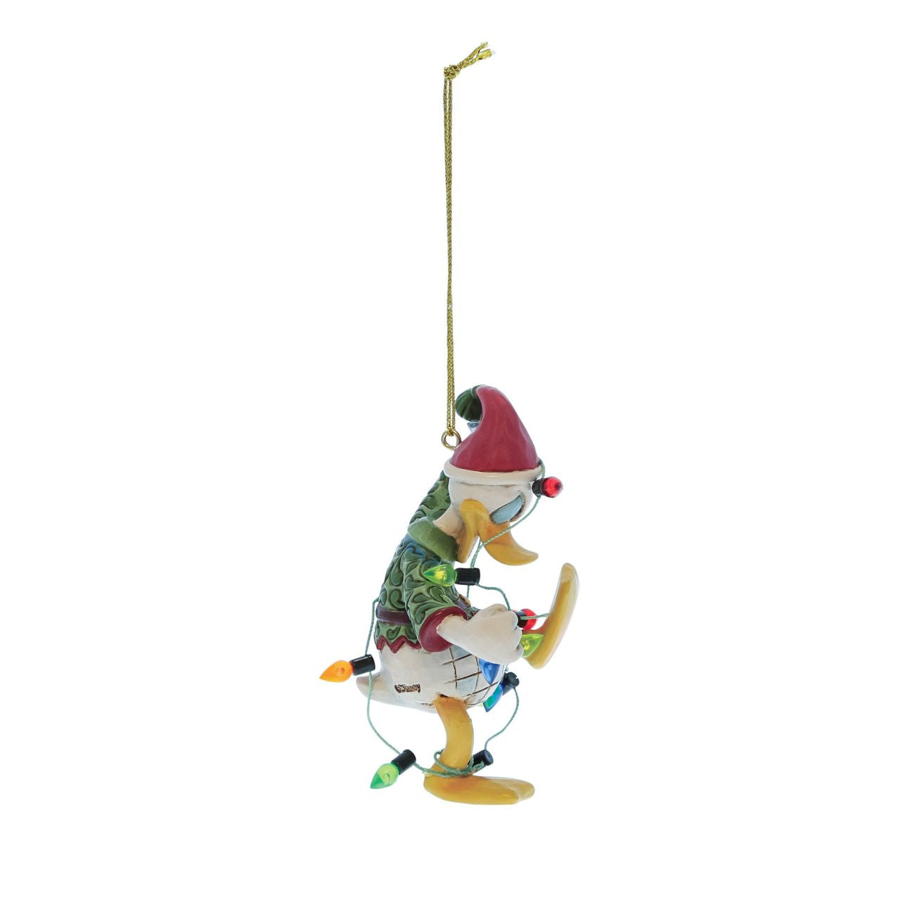 Donald Duck is trying to get into the festive spirit and not into a tangle. This fun hanging ornament from Jim Shore's Disney Traditions is the perfect way to celebrate not only your love of Donald and the magic of Disney, but also the fun and festive season.