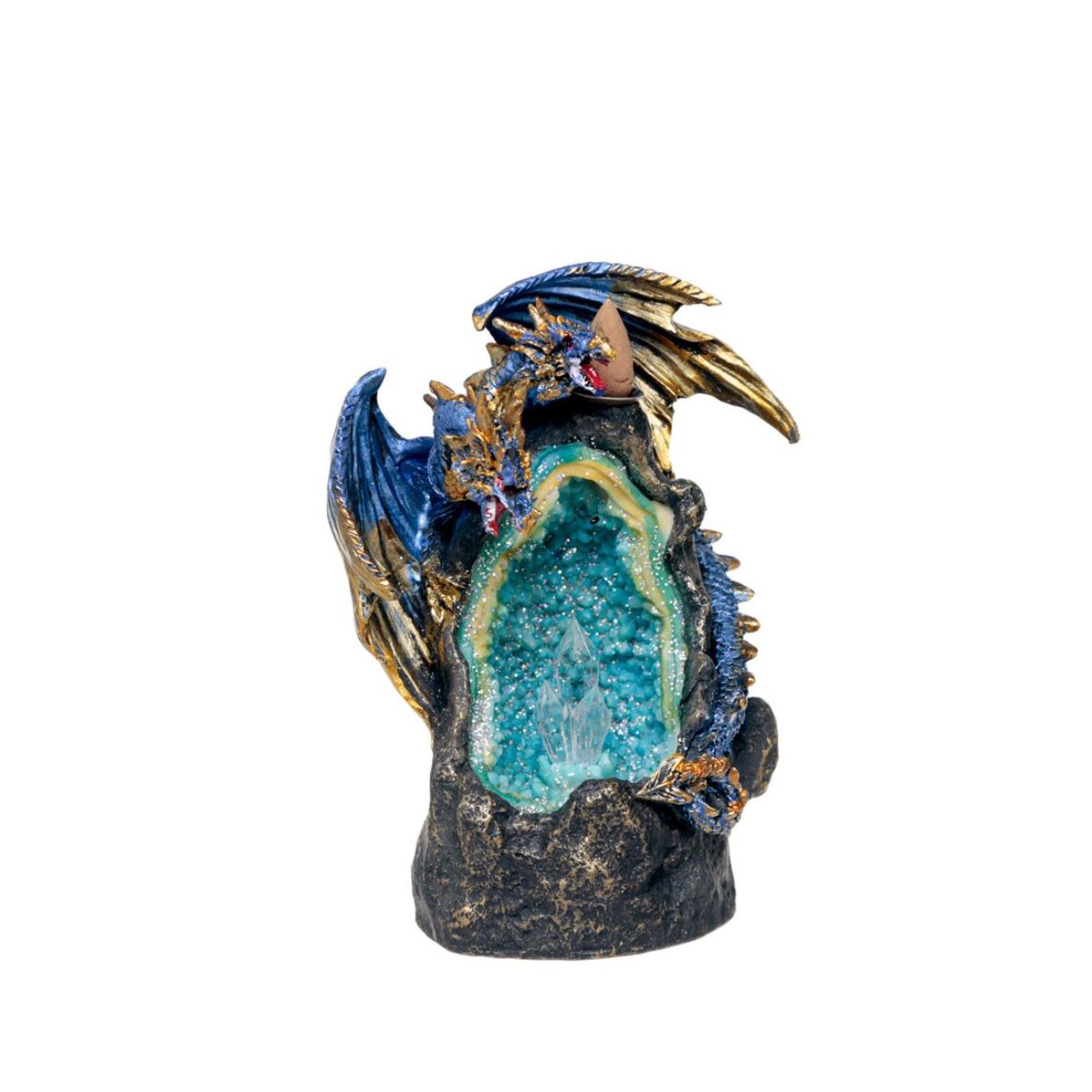 Elevate your meditation or relaxation space with the Dragon with Crystal Cave LED Backflow Incense Burner.