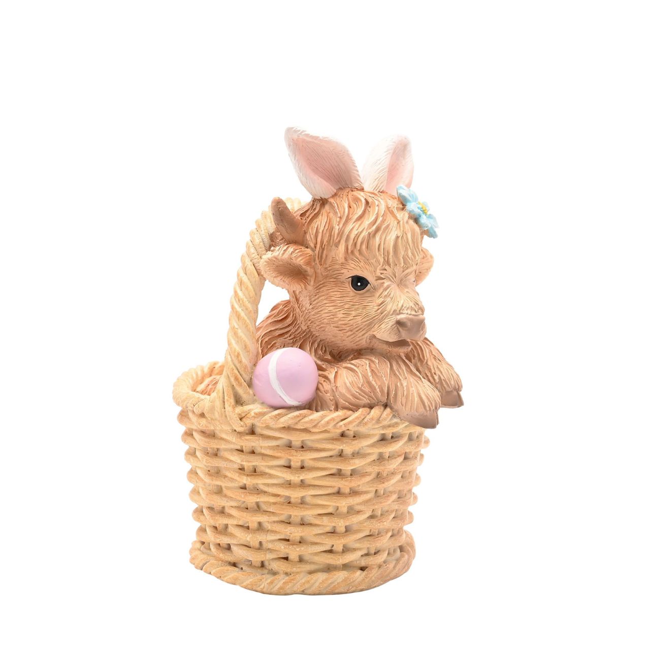 The Highland Cow In Basket Figurine from The Eggs-traordinary Gifting Co taps into the continuing trend for Highland cow décor.