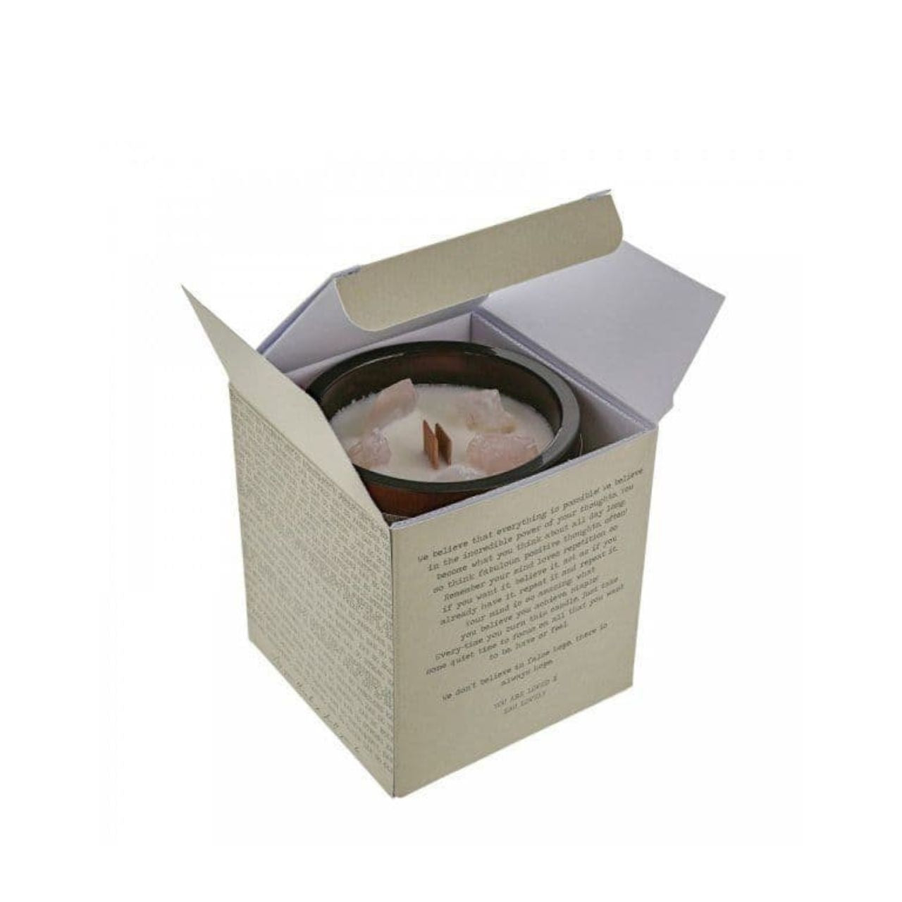 Eau So Loved Relaxed Candle with Rose Quartz Gemstone combines the soothing power of fragrance with the gentle energy of rose quartz.