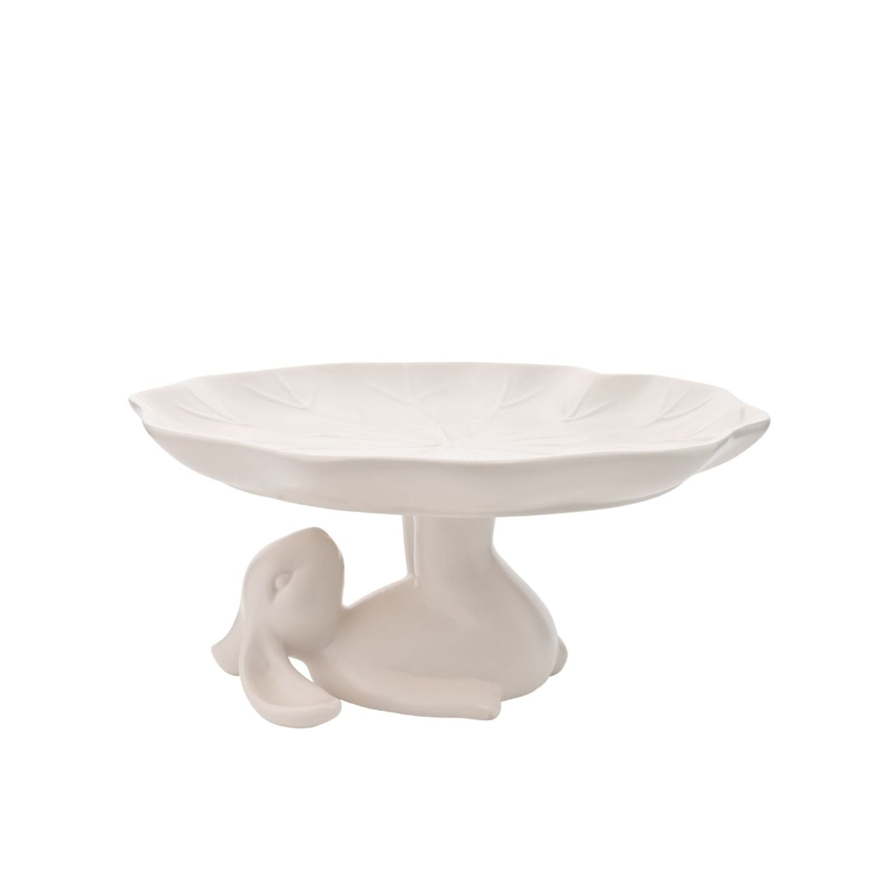This delightful bunny cake stand features a playful design, perfect for displaying cakes and pastries.