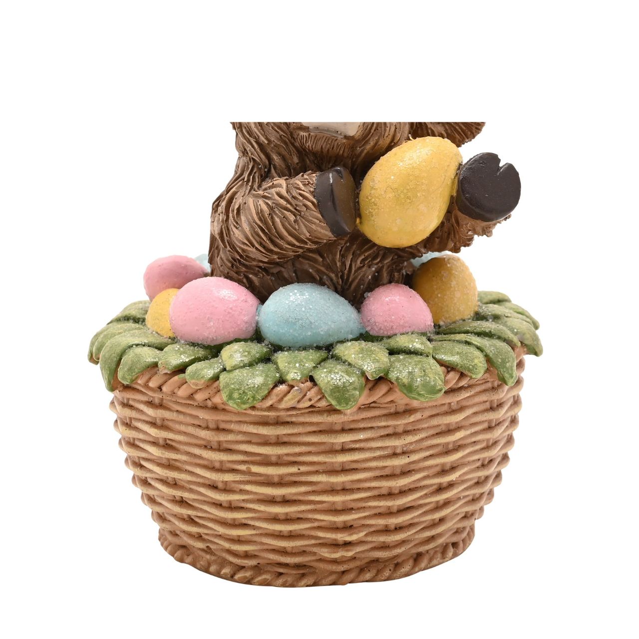 A seasonal update on a popular design, The Eggs-traordinary Gifting Co. Highland Cow in an Easter Basket figurine features the character with bunny ears.