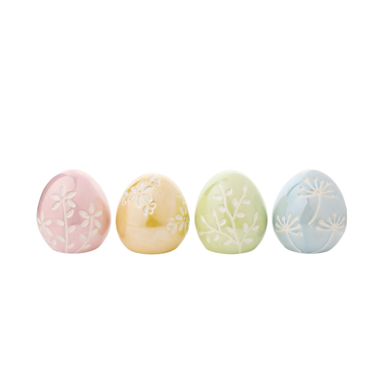 These pastel-coloured eggs is a charming addition to any collection. Crafted in soft pink, blue, orange, and green with a glossy finish and unique patterns, these eggs beautifully blend traditional and contemporary styles.