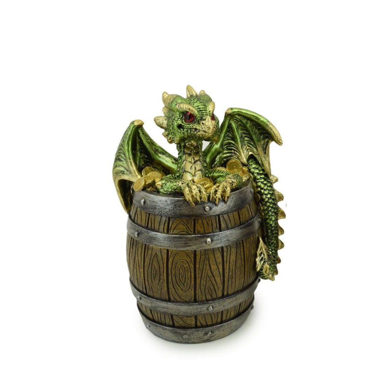 Introduce your child to the mystical world of dragons with Puckator's Elements Baby Dragon in Treasure Barrel. Made with intricate details, this collectible piece is perfect for imaginative play and adds a touch of magic to any room. Crafted with quality materials, it will be treasured for years to come.