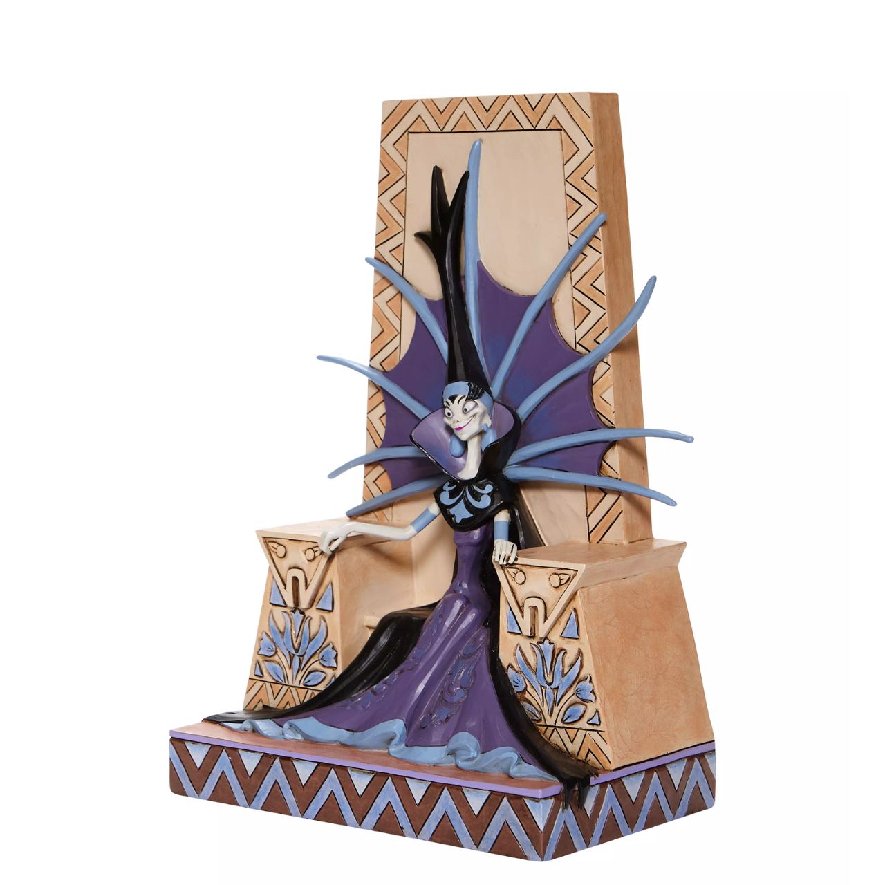 Emaciated Evil - Villain Yzma Figurine by Jim Shore   The devious diva, Yzma, yearns for power as she conspires a poisonous plot to unsurp the throne from Emperor Kuzco. Jim Shore's design captures the villain Yzma's personality from Disney's Emperor's New Groove in this intricately hand-painted and detailed sculpt.