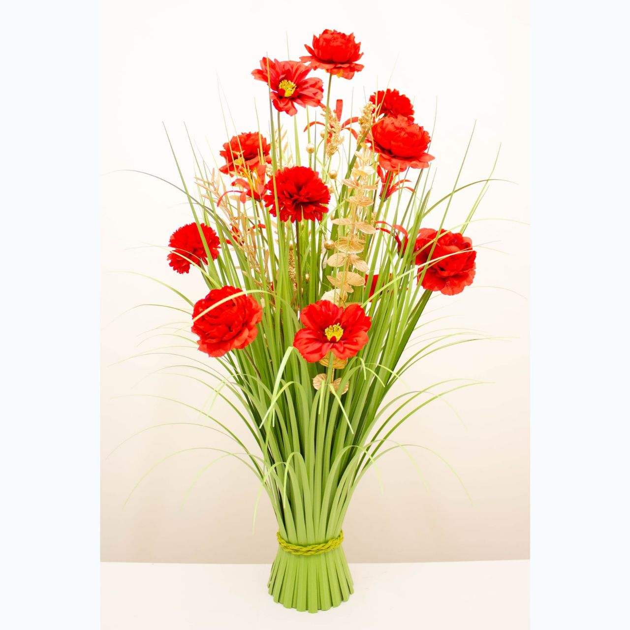 Enchante Gilded Red Floral Sheaf - 75CM  We have a beautiful range of faux flowers and wreaths available, so whether you’re after a seasonal display for your home, a garland of foliage for the staircase, stunning spring wreath you can use year after year, we’ve got you covered.