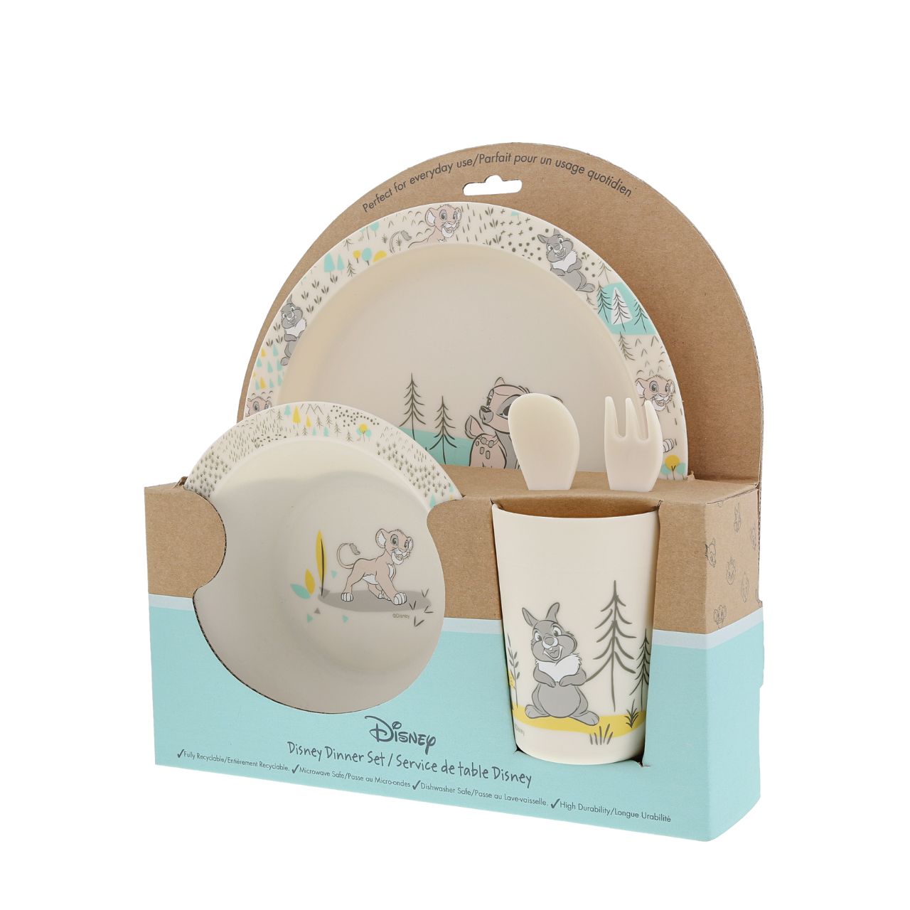 Introducing this brand new dinner set from the Enchanting Disney Collection. There's nothing quite like a fun Disney motif to entice those little tummies to clear their plates. Make mealtimes fun and practical with this dinner set.
