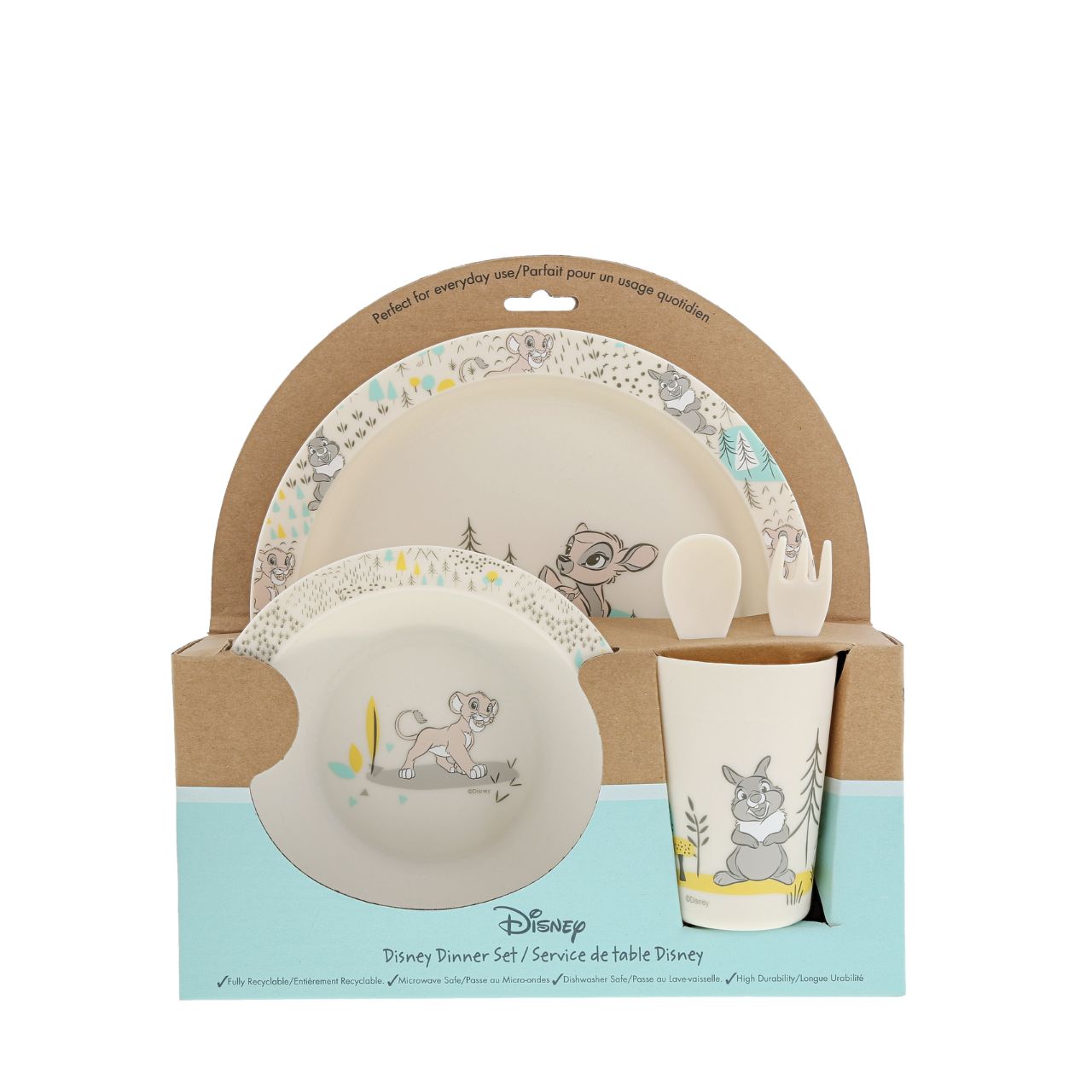 Introducing this brand new dinner set from the Enchanting Disney Collection. There's nothing quite like a fun Disney motif to entice those little tummies to clear their plates. Make mealtimes fun and practical with this dinner set.
