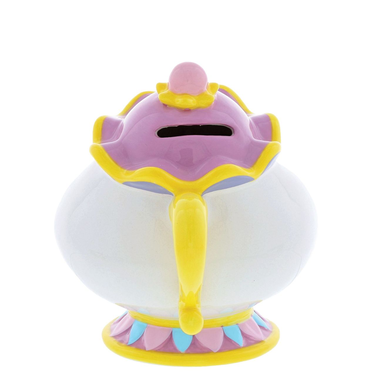 Mrs Potts Money Bank Money - Something There  There may be something there that wasn't there before. This iconic quote from the classic animated Beauty and the Beast film is definitely true when you are saving in this Mrs Potts money bank. Only available from the Enchanting Disney Collection and is a perfect gift for any occasion or as a treat for yourself.