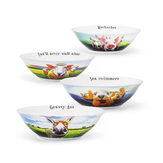 This playful homeware collection by artist Eoin O’Connor features a set of four bowls, features a charming mix of Irish animals, each with their own playful personality and punny twist.
