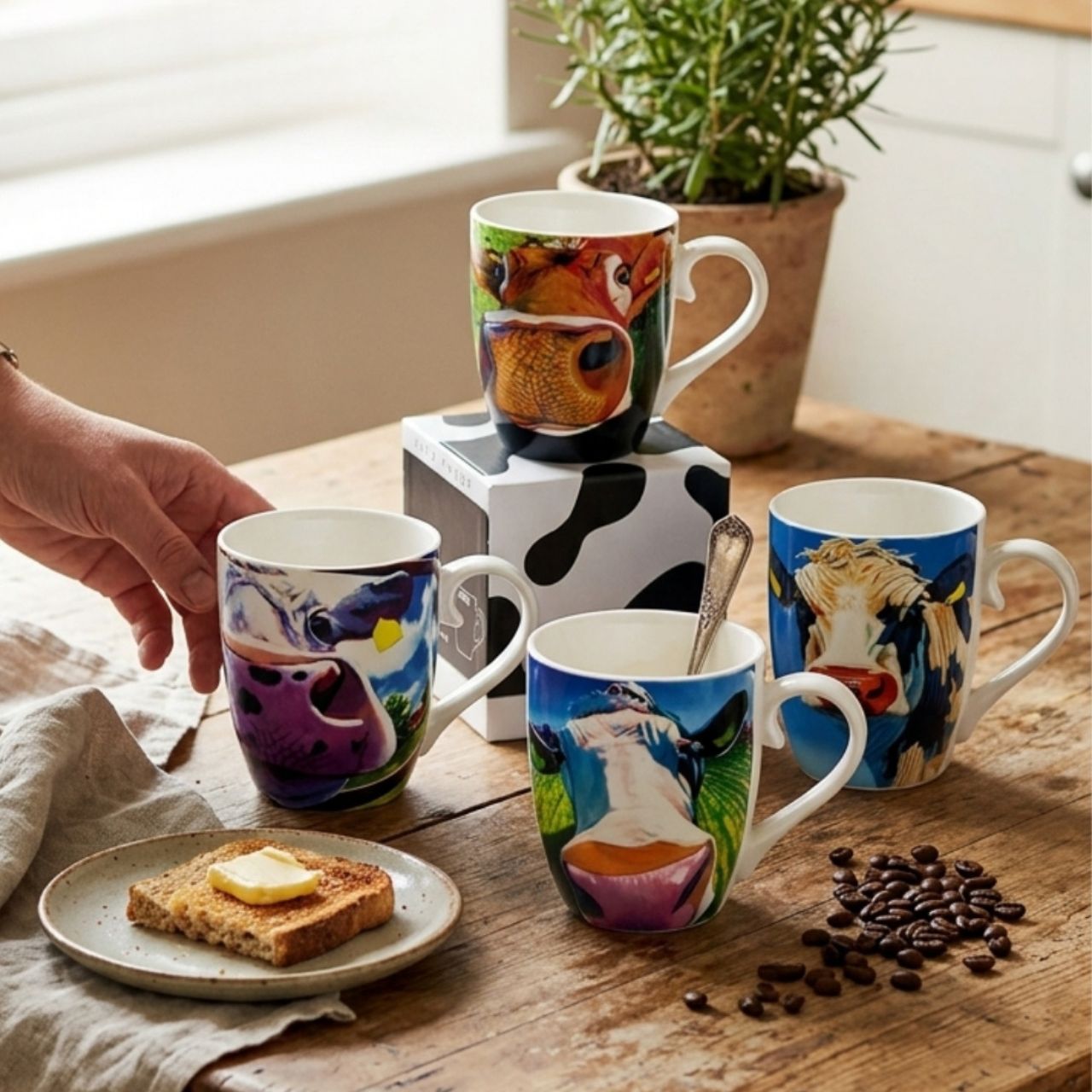 Eoin O'Connor 'Reach for the Stars' artwork presented on a stylish Mug. 12 Oz Mug made of New Bone China. With curved handle to ensure you do not scald your fingers and presented in a Gift Box.